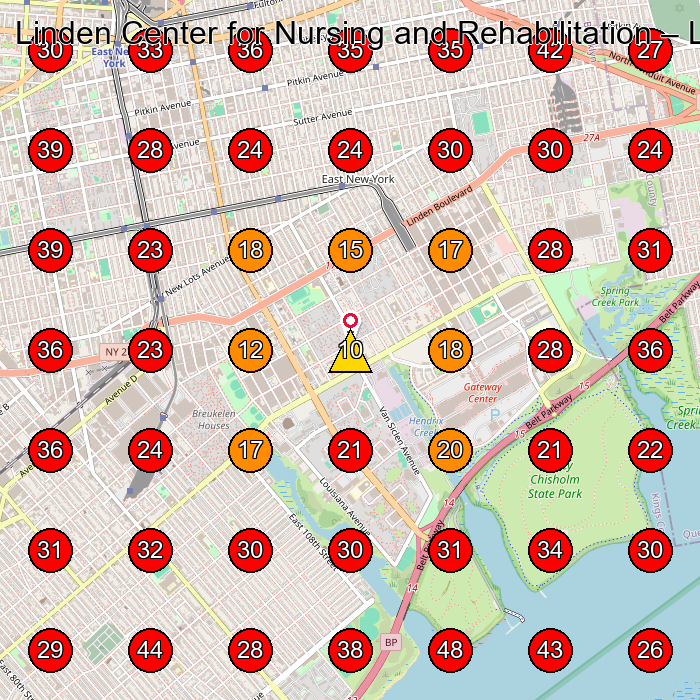 Linden Center for Nursing and Rehabilitation GeoGrid visibility map for Nursing Home in Brooklyn